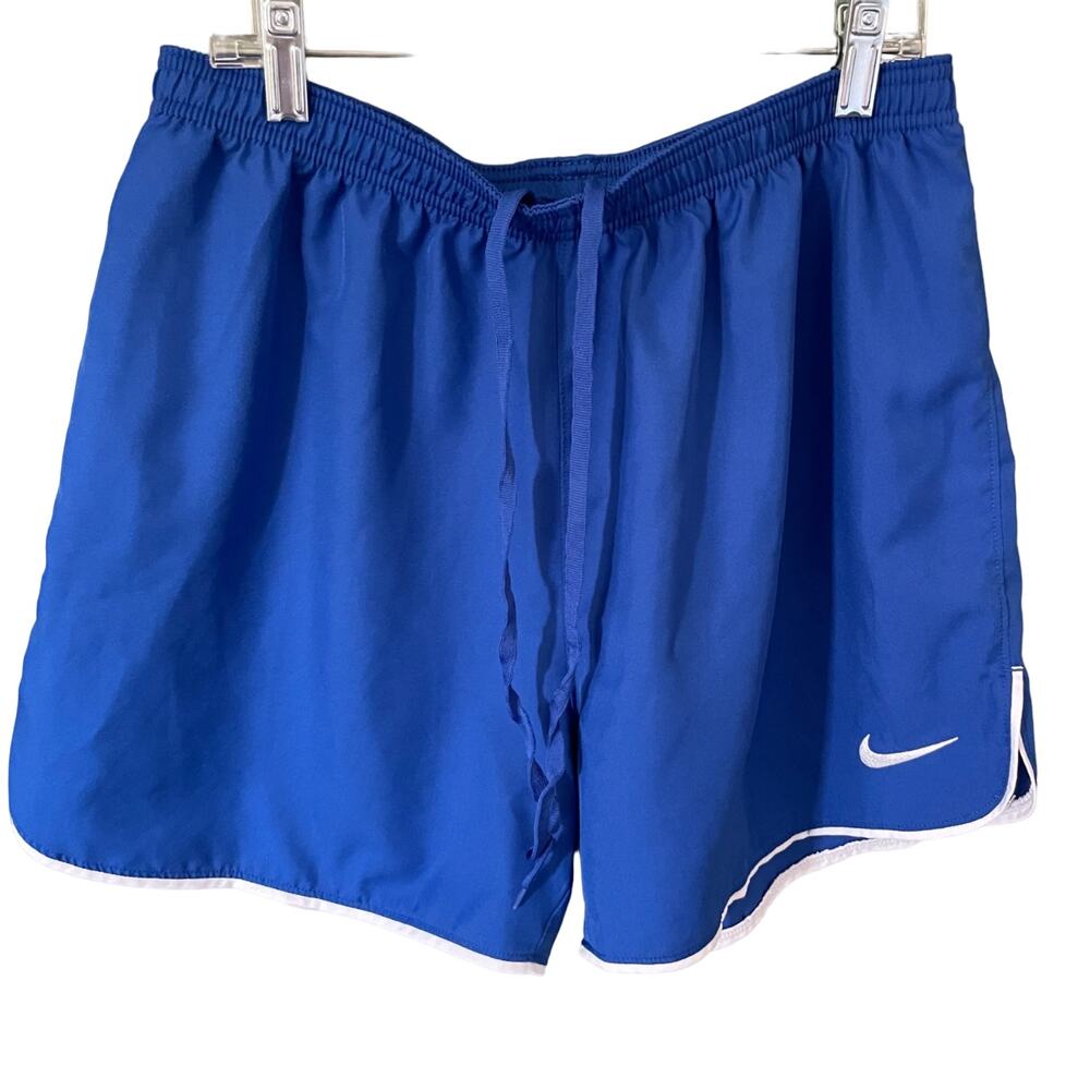 NIKE Dri-FIT Slim Fit Athletic Shorts Blue White Activewear Pull On Mens Medium
